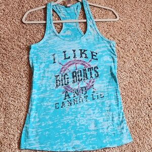 Next Level Apparel Teal Racerback - "I Like Big Boats And I Cannot Lie"